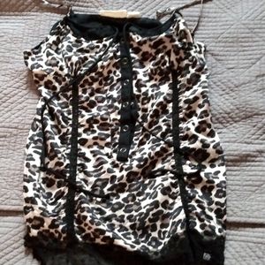 Adorable DKNY leopard snap up corset style top